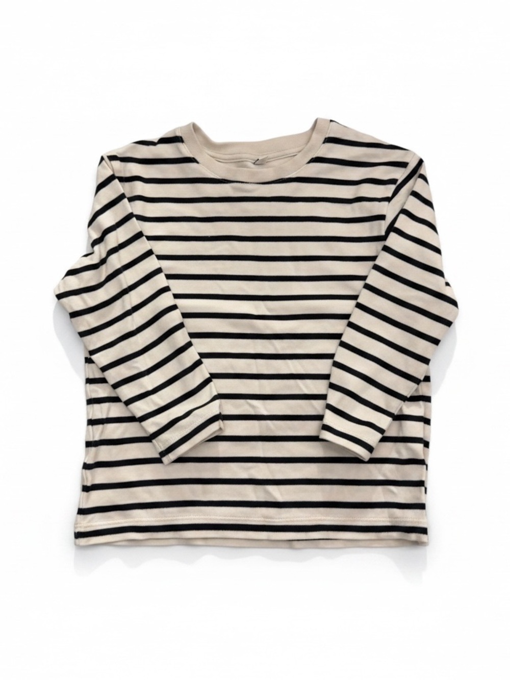 Uniqlo Cream & Black Striped Long-Sleeve Tee